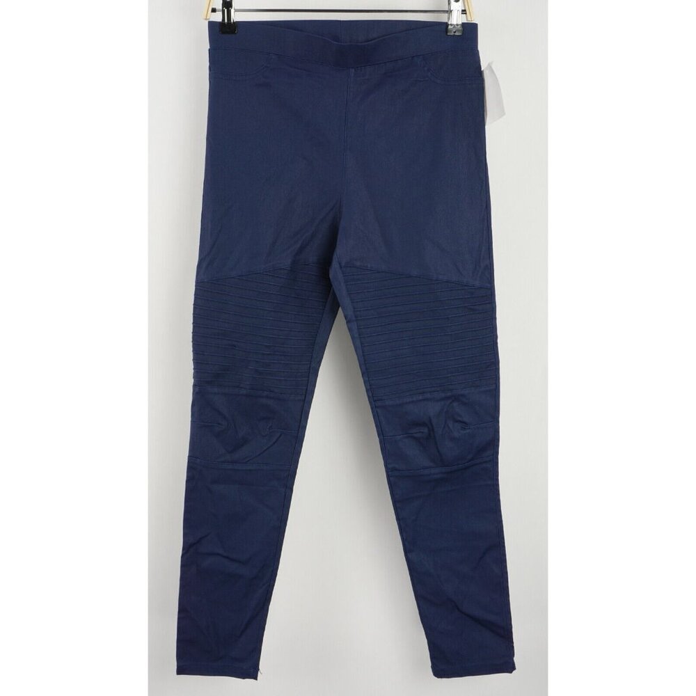 New OOBERSWANK Coated High Waisted‎ Moto Leggings Women's Sizes S / XL Navy Blue